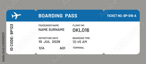 Airplane boarding pass ticket vector template