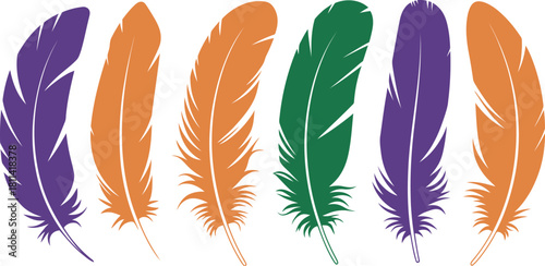 Colorful Feathers Vector Art Set Whimsical Collection for Graphic Design