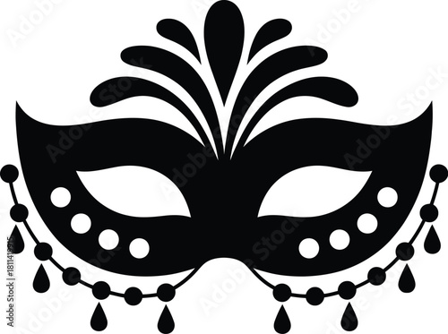 Elegant Black Masquerade Mask Vector Illustration for Festive Designs