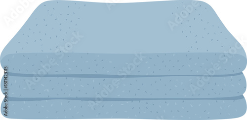 Minimalist Flat Folded Pastel Blue Towel Pile Laundry Illustration