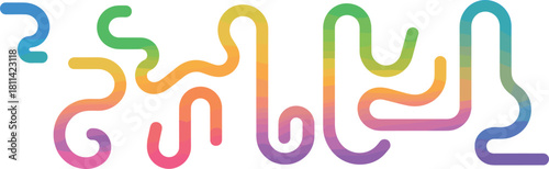 Abstract Winding Path Vector, Colorful Layered Texture, Curvy Road Design, Gradient Rainbow Maze, Wavy Lines, Seamless Flowing Backdrop, Circuit Track, and Graphic Wallpaper Element.