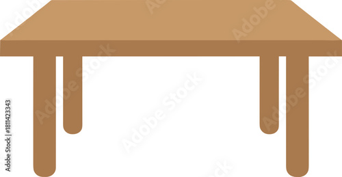 Simple Flat Design Rectangular Wooden Table Furniture Illustration Graphic