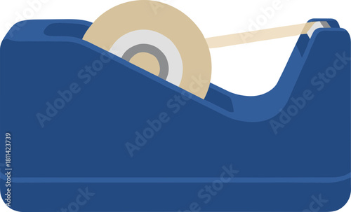Simple Flat Design Tape Dispenser with Brown Tape Stationery Supply