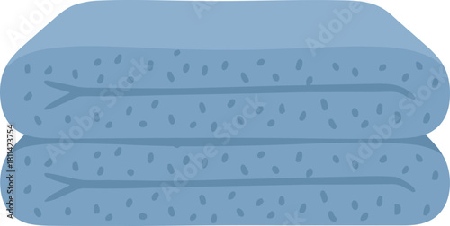 Simple Flat Stacked Blue Towel Icon Isolated on White Background