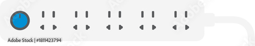 Flat Design Power Strip with Surge Protector and Multiple Outlets Illustration