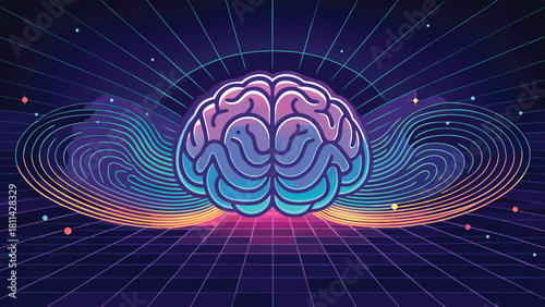 Futuristic Digital Brain AI Technology Mind Concept with vector illustration