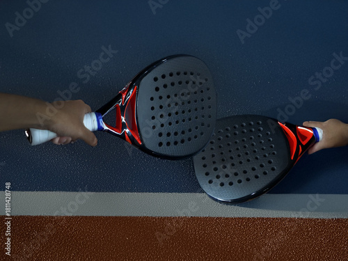 Two Players Holding Padel Rackets