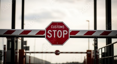 Customs Barrier Sign: Prohibiting Entry at Border Crossing or Security Checkpoint
