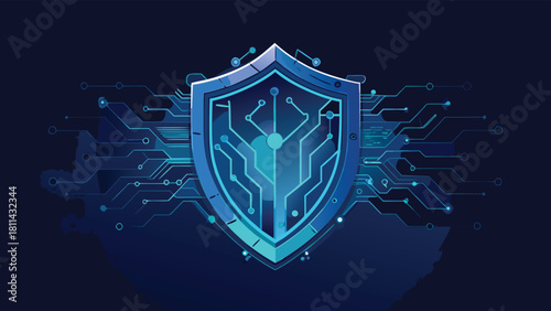 Cybersecurity Data Protection Digital Shield Technology Concept with vector illustration