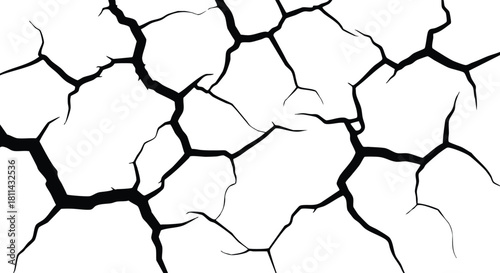 Cracked dry earth texture close up detailed natural pattern background in black and white contrast