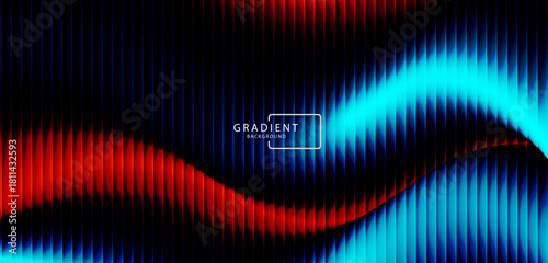 Futuristic neon gradient pattern with diagonal glowing lines blending smooth and radiant colors. Minimalistic abstract dark background perfect for creative digital tech designs. Vector illustration 