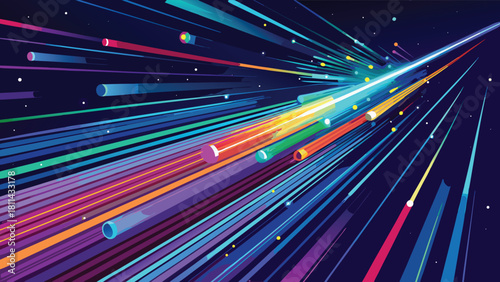 High Speed Data Flow Network Technology Abstract Light with vector illustration