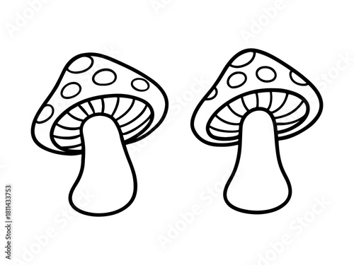 Cute Mushroom Outline Clipart – Simple Fungi Line Drawing