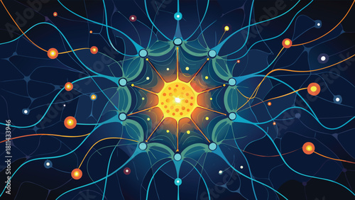 Neural Network Brain Artificial Intelligence Technology Concept with vector illustration