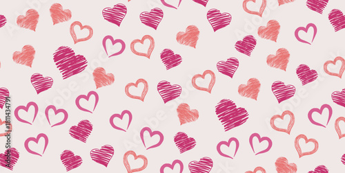 Romantic Hand-Sketched Red Hearts Scattered Design	
