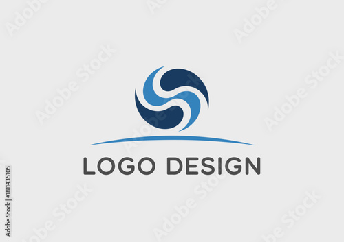 This logo design showcases a circular swirl representing fluidity and energy, complemented by sleek text, ideal for brands focused on innovation and creative solutions.