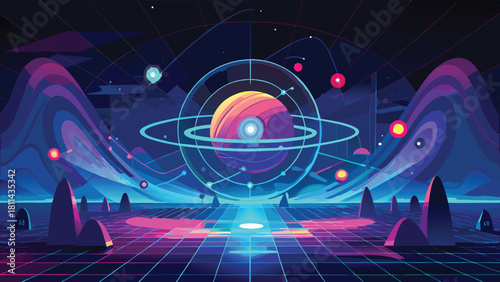 Abstract Futuristic Digital Quantum Technology Data Science Network Isolated background