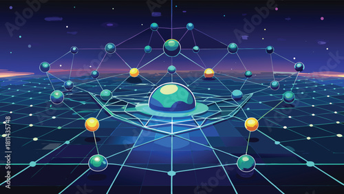 Abstract Digital Network Connection Futuristic Concept Isolated background