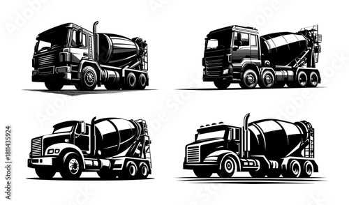 vector set illustration of concrete truck (artwork 1)