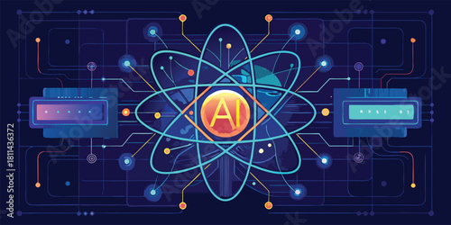 Artificial Intelligence Technology Concept Quantum Computing Science with vector illustration