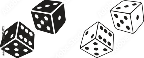 Vector Set of Dice Icons Showing Numbers Four, Five, and Six for Chance, Gambling, and Board Games
