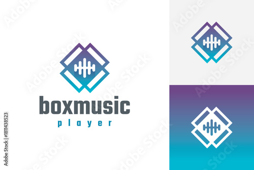 modern box music logo vector