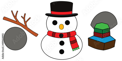 Snowman winter holiday christmas snow cold scarf hat cartoon cute fun season