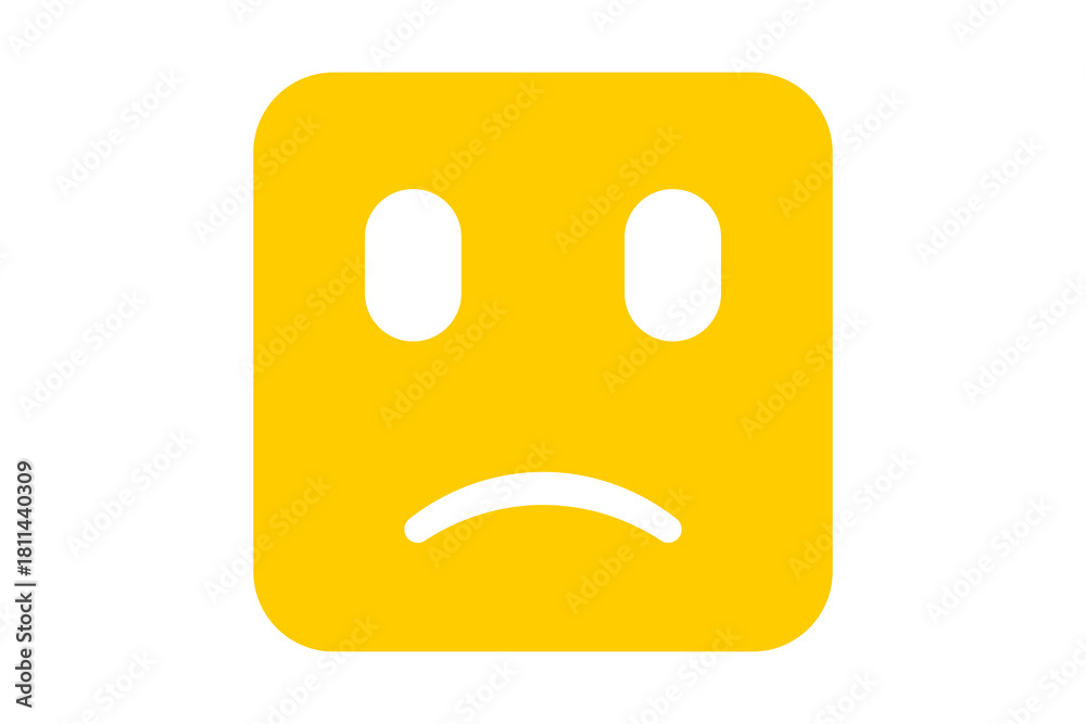 Fototapeta premium Sad face emoji square icon