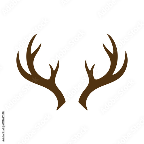 Brown deer antlers graphic on white background animal