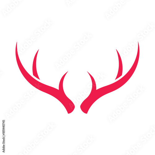 Stylized red deer antlers graphic design isolated on white background vector