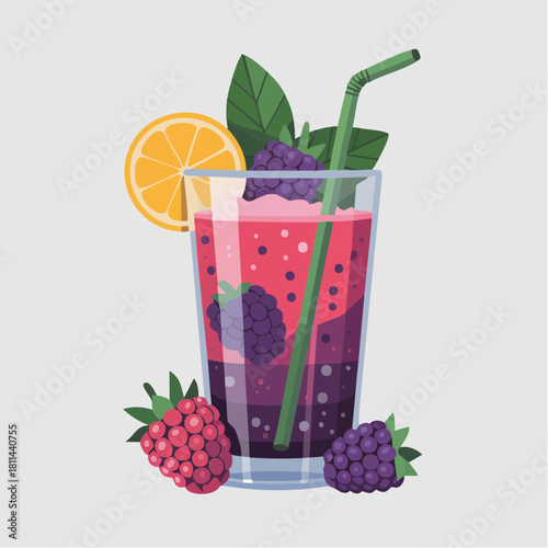 Refreshing Berry Smoothie with Lemon and Mint.