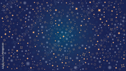 Deep blue night sky filled with countless twinkling stars and distant galaxies