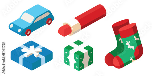 Christmas gifts car lipstick socks presents holiday celebration festive joy