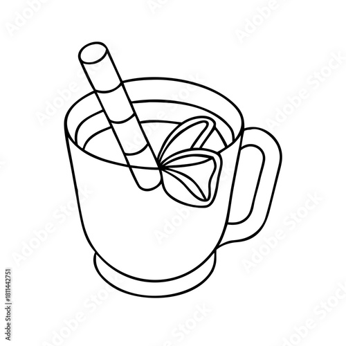 Mug of mulled wine with star anise isolated on