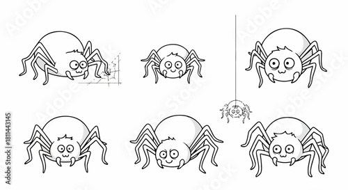 Adorable Spider Illustrations Whimsical Black and White Spider Drawings for Creative Projects