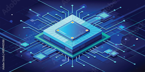 High-Tech Microchip Processor Circuit Board Data Network Isolated background