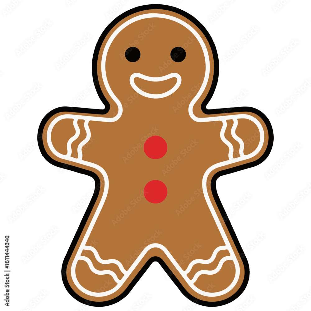 Obraz premium Smiling Gingerbread Man Cookie Cartoon Illustration