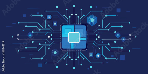 Digital Microchip Processor Circuit Board Network Technology Concept with vector illustration