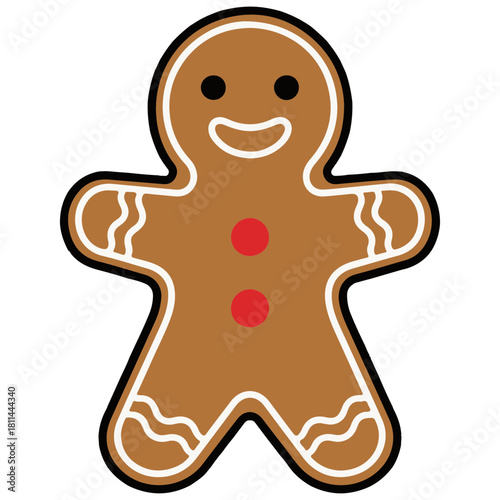 Smiling Gingerbread Man Cookie Cartoon Illustration