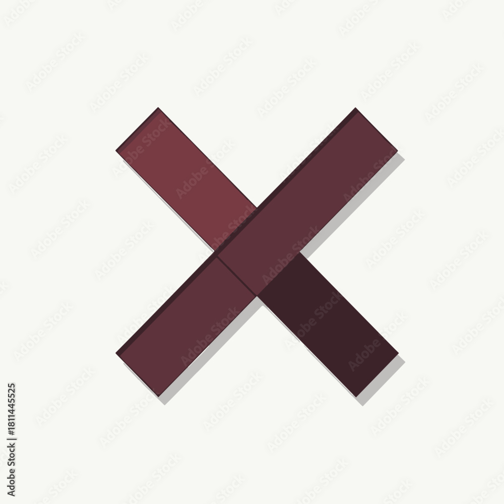 Obraz premium Abstract X mark in a simple two bar formation, minimalist cross mark design for decorative needs. Isolated cross mark for modern graphic applications, and simple design elements.