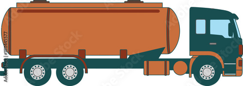 Brown tanker truck isolated on white background illustration