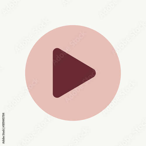Play button icon in light pink and maroon, a simple symbol for multimedia and user interface design. Play button allows seamless navigation, accessing a range of audio and video files.