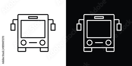 Bus icons symbols. Collection of simple black icons