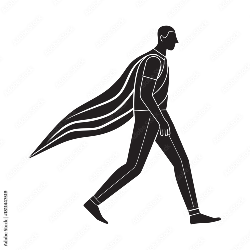 Fototapeta premium Abstract Walking Man In Continuous Line Style