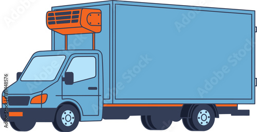 Light blue refrigerated truck illustration for delivery and transportation