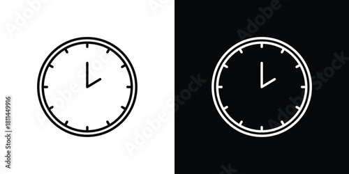 Clock two icons symbols. Collection of simple black icons