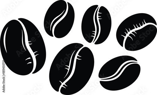 Coffee beans silhouette black and white vector design for branding and packaging use