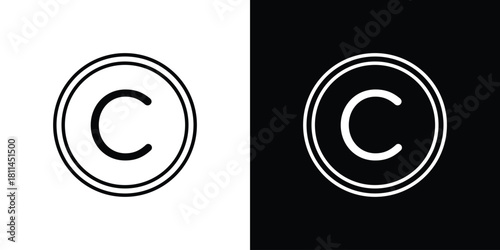 Copyright icons symbols. Collection of simple black icons