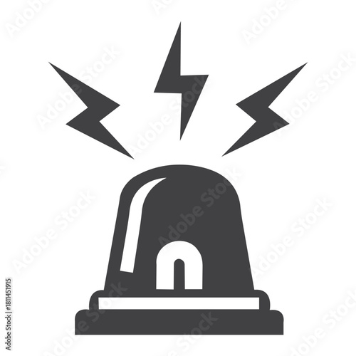 A gray emergency siren with three lightning bolts above it on a white isolated background design vector