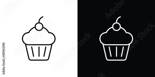 Cupcake icons symbols. Collection of simple black icons